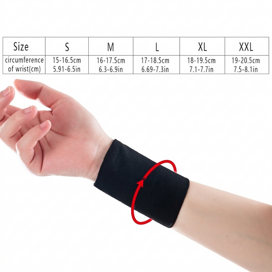 Corelva Wrist Wrap size chart by wrist circumference