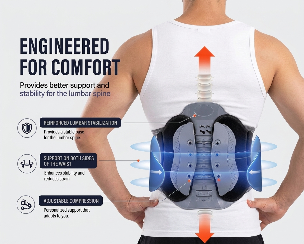Corelva Support Belt engineered for comfort - lumbar stabilization, waist support, adjustable compression