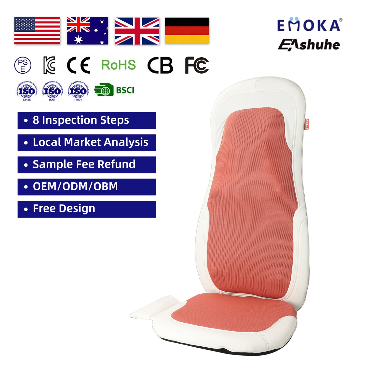 Corelva Chair Pro full-back shiatsu massage seat cushion with heat