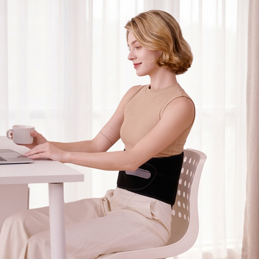 Corelva SlimFit Support Belt worn while working at a desk